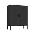 Manhattan Comfort - Ensemble de 2 armoires modernes d’appoint et de rangement Naomi - Noir-Conçu avec de l’acier de haute qualité pour garantir une utilisation durable