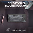 Logitech - MX Mechanical Mini pour Mac Clavier Sans Fil Illumine - Boutons Tactiles Silencieux - Gris ( Space Grey)-Frappe Mecanique Precise et Silencieuse : les boutons mecaniques tactiles silencieux offrent un effet tactile satisfaisant pour un retour precis, une reinitialisation reactive et une frappe fluide