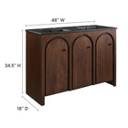 Modway - Appia Double évier 48" Vanette de salle de bain - Noir noyer-Découpe de plomberie