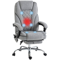 Vinsetto - Chaise de jeu de bureau inclinable avec massage et chauffage - gris-Six points de massage vibrant avec trois modes, trois intensités, minuterie et chauffage lombaire à trois niveaux