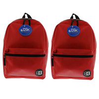 BAZIC Products - Sac à dos basique, 16 po, rouge, paquet de 2-Un grand compartiment principal et un petit compartiment avant avec fermeture éclair