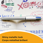 BIC - Stylos à bille à 4 couleurs Shine - rétractables - 1.0 mm - Paquet de 3-L'encre durable est idéale pour les fournitures artistiques, scolaires ou de bureau