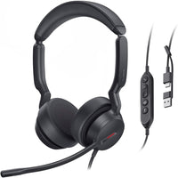 Casque compatible Teams double Yealink UH44 - Casque pour téléphone et ordinateur - Certifié Microsoft Teams  - Noir-Longueur du câble du casque : 0,65 m (du casque à l'unité de contrôle d'appel)