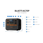 Bluetti - Centrale électrique portative Premium Série AC70P et panneau solaire SP200L-8