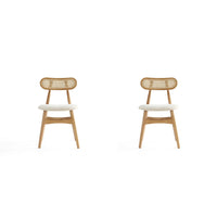 Manhattan Comfort - Lot de 2 chaises de salle à manger Colbert 44,5 cm style industriel chic, rembourrées, coloris Nature et Avoine-Chaise de salle à manger moderne style industriel chic en rotin parfaite pour la salle à manger lot de 2