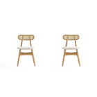 Manhattan Comfort - Lot de 2 chaises de salle à manger Colbert 44,5 cm style industriel chic, rembourrées, coloris Nature et Avoine-Chaise de salle à manger moderne style industriel chic en rotin parfaite pour la salle à manger lot de 2