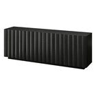 Hudson&Canal - Meuble TV rectangulaire cannelé Molly pour téléviseurs jusqu'à 75 po - Noir veiné-Le plateau supérieur supporte un poids maximal de 34 kg, les étagères du milieu peuvent supporter 11 kg et les étagères du bas, 23 kg