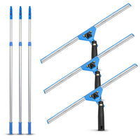 Gritt Commercial - Ensemble de nettoyage de vitres - Raclette pivotante de 18 po pour fenêtres - Perche télescopique de 6 pi - Lot de 3-2 outils pour un nettoyage de vitres professionnel