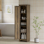 HOMCOM - Armoire de cuisine 67 po avec porte de grange - brun-Porte magnétique pour une ouverture et une fermeture faciles 