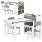 Qaba - Ensemble table et chaises pour enfants avec rouleau de papier - Gris-Le design polyvalent s'adapte à la lecture, au dessin, aux repas et au bricolage 