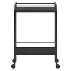 Hudson&Canal - Chariot-bar Barnes 23,5" de largeur - Grain noir-Comprend un plateau et une étagère en MDF