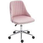 Vinsetto - Fauteuil de bureau vanité avec roulettes pivotantes - rose-Le design aux lignes courbes avec une assise épaissement rembourrée offre un confort supplémentaire