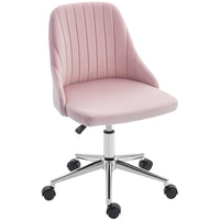 Vinsetto - Fauteuil de bureau vanité avec roulettes pivotantes - rose-Le design aux lignes courbes avec une assise épaissement rembourrée offre un confort supplémentaire