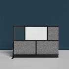 Luxor - Mur modulaire 70 x 48 - Extension de cadre noir segmenté, acrylique givré, tableau blanc, PET gris frais-S'intègre au système de cloisons de séparation pour des configurations évolutives