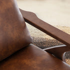 Ebello - Joichiro Fauteuil à accoudoirs 29,5 po cadre bois massif rétro milieu de siècle rembourré, brun clair-Dimensions: 35 po H × 29,5 po L × 34,3 po P