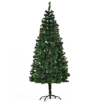 HOMCOM - Arbre de Noël de 6FT support métallique pour intérieur saisonnier vacances-Respect de l'environnement ignifuge feuilles PVC pour donner un effet plein et luxuriant à l'arbre 