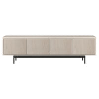 Hudson&Canal - Meuble TV Whitman pour téléviseurs jusqu'à 75" - Blanc aulne-Une conception de transition peut accueillir des téléviseurs jusqu'à 75 pouces pour votre espace de divertissement