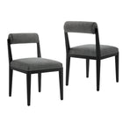 Modway - Kai Tissu Chaise à manger Ensemble de 2 - Fusain-Cadre et pieds en bois de frêne