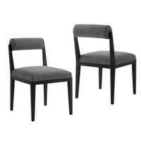 Modway - Kai Tissu Chaise à manger Ensemble de 2 - Fusain-Cadre et pieds en bois de frêne