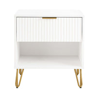 Manhattan Comfort - Table de nuit moderne DUMBO 20,07" à 1 tiroir - Blanc-Moderne-contemporain avec une touche de glamour - Table de nuit pour chambre et salon