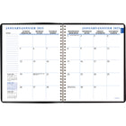 Staples - Agenda mensuel 2025 - 8 3/4 po H x 6 7/8 po l - Noir - Bilingue-Un mois par page sur deux pages avec reference du mois passe, present et futur et format de bloc avec section de notes sur le côte gauche