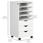 Vinsetto - Armoire de bureau à 3 tiroirs avec roulettes - blanc-Panneau de particules avec revêtement en mélamine pour un nettoyage facile et une utilisation quotidienne fiable 

