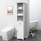 Kleankin - Armoire colonne de salle de bain haute et mince autoportante - blanc-Son style élégant s’intègre parfaitement à la plupart des styles de salle de bain, ainsi qu’au salon ou au couloir   