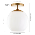 Hudson&Canal - Plafonnier semi-encastré Bartlett de 23 cm de large avec abat-jour en verre - Laiton/blanc laiteux-Matériel de montage inclus