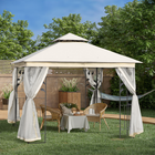 Outsunny - Pavillon de patio 10 pi l x 10 pi L - auvent de pavillon d’extérieur - blanc-Idéale pour les réunions de famille, fêtes d'anniversaire, pique-niques, camping et plus encore