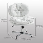 HOMCOM - Chaise de bureau sans accoudoirs avec siège rembourré - Crème-Hauteur d’assise réglable avec vérin à gaz de classe 3, fluide et fiable