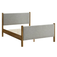 Modway - Maven Taille reine Tissu tapis Lit de plateforme, Noyer de blé-Cadre de lit en bois