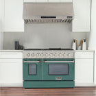 Kucht - 48 po Série KNG Cuisinière Pro Style au gaz naturel - Acier inoxydable/Vert-Cuisinière entièrement en acier inoxydable avec poignée professionnelle pour une expérience culinaire optimale