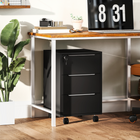 HOMCOM - Classeur vertical à 3 tiroirs avec serrure et roulettes - noir-Grand espace de rangement avec 3 tiroirs et un dessus spacieux pour accueillir outils de bureau et dossiers 