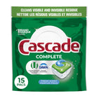 Cascade - Détergent pour lave-vaisselle Total Clean ActionPacs, Complet Parfum frais, 15 pièces-Formulé avec le pouvoir dégraissant de Dawn