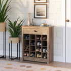 Prepac - Cabinet de rangement à chaussures 31,5 po avec 16 compartiments et tiroir supérieur mince - Gris flotté-Garantie limitée du fabricant sur les pièces de 5 ans