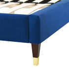 Modway - Aurora Performance Velvet Lit Queen, Marine-Système de soutien en lattes de bois