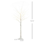 HOMCOM - Arbre de bouleau artificiel lumineux 6 pi avec 96 LED blanc chaud - blanc-Les branches pliables permettent de bricoler la forme de l'arbre 