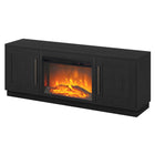 Hudson&Canal - Meuble TV Tillman avec foyer à bûches de 26 po pour téléviseurs jusqu'à 75 po - Grain noir-L'insert de cheminée dispose de 4777 BTU (couverture thermique pour 400 pieds carrés) et d'un arrêt automatique de la température pour plus de sécurité
