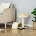 PawHut - arbre à griffer pour chat 18 po avec maison et jouet suspendu - beige-Comprend un jouet amusant en forme de balle sur l'arbre à chat pour divertir votre chat 