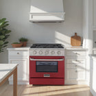 Kucht - 30 po Série KNG Cuisinière Pro Style au gaz naturel - Acier inoxydable/Rouge-Manettes de commande en métal de haute qualité