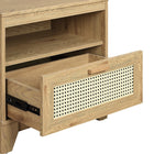 Manhattan Comfort - Table de nuit Sheridan 21,63" style mid-century moderne - Nature-Poignée horizontale en bois massif avec finition peinte