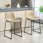 HOMCOM - Tabourets de bar hauteur comptoir avec dossier - beige - paquet de 2-Assise et dossier rembourrés pour un confort optimal 
