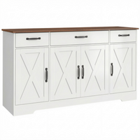 HOMCOM - Buffet de style ferme 55 po pour téléviseurs jusqu’à 60 po avec portes de grange - blanc-Un espace de rangement spacieux organise soigneusement le désordre pour un espace relaxant 
