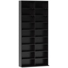 HOMCOM - Armoire multimédia double, étagère à DVD à 9 niveaux avec 18 compartiments - noir-Peut contenir jusqu'à 640 CD/360 DVD. Peut également servir pour des livres, d'autres médias ou des décorations 