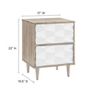 Modway - Vespera 2 tiroirs Table de chevet, Chêne Blanc-Bois de Mindi et panneaux de particules