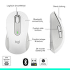 Logitech Signature M650 Souris Sans Fil - Blanc-Pile d'une durée de 24 Mois: La souris multi appareils fonctionne pendant 2 ans avec seulement une pile AA qui est fournie à votre achat
