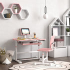 Qaba - Ensemble bureau et chaise pour enfants à hauteur réglable avec plateau inclinable - Rose-Le plateau de table spacieux s'incline de 0 à 45° pour une posture optimale 