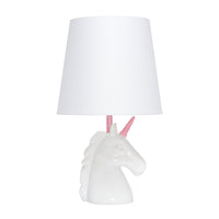 Simple Designs - Lampe de table - Licorne rose et blanche scintillante-Base en résine pailletée blanche + rose
