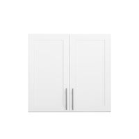 Prepac - Cabinet de rangement mural Elite 32 po avec portes à panneaux, cabinet de garde-manger avec 1 étagère ajustable - Blanc-Poignées élégantes en métal brossé