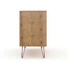 Manhattan Comfort - Rockefeller commode 3 tiroirs 35,24" style milieu du siècle moderne - nature et rose poudré - lot de 2-Garantie limitée du fabricant de 30 jours